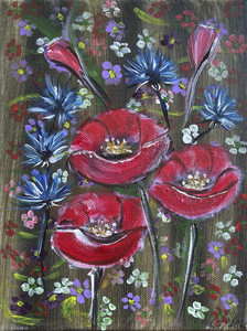 Mohn und Kornblumen (18x24)