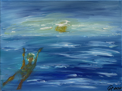 Schwimmen im Meer (40x30)